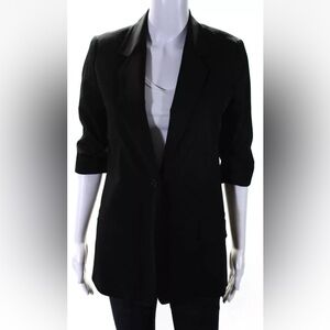 Elizabeth and James Women's Lined 3/4 Sleeve One-Button Blazer Black Size 4
